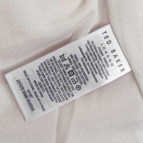 Ted Baker Floral Puff Sleeve Riverr Wide Neck Crop Size 5 Cream and Pink - Picture 8 of 9